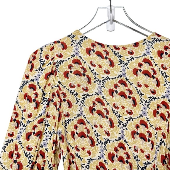 NWT BILLA 77 Bellview Floral Wheat Boho Puff Sleeve Wrap Maxi Dress Sz XS - Picture 15 of 16